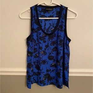 Banana Republic Blue Black Floral Tank Size Small